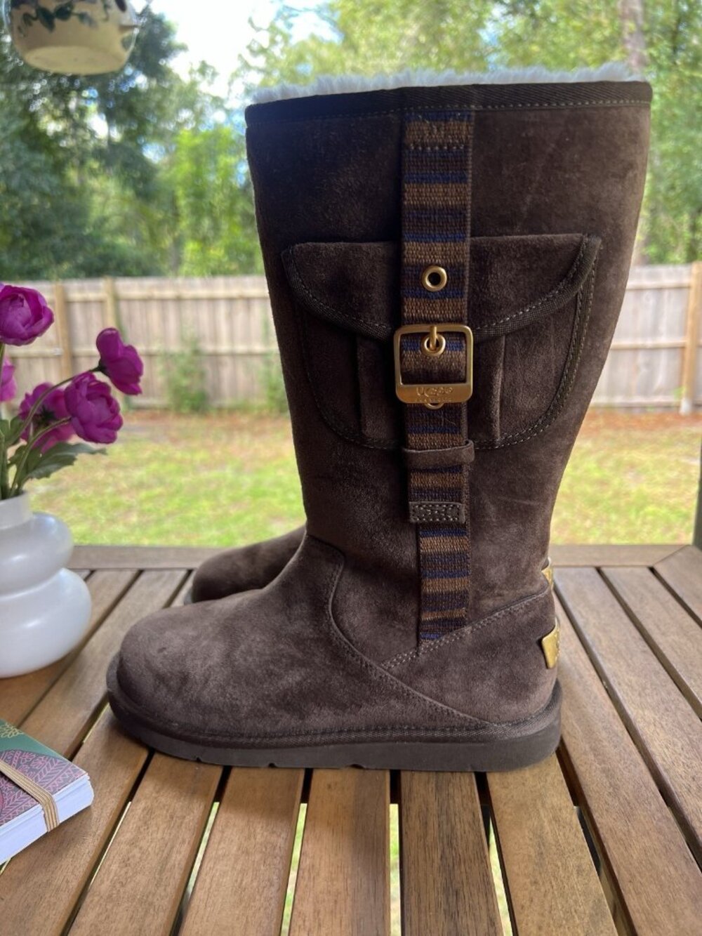 UGG 1895 Retro Cargo Tall Brown Suede Boots Womenโs 7
